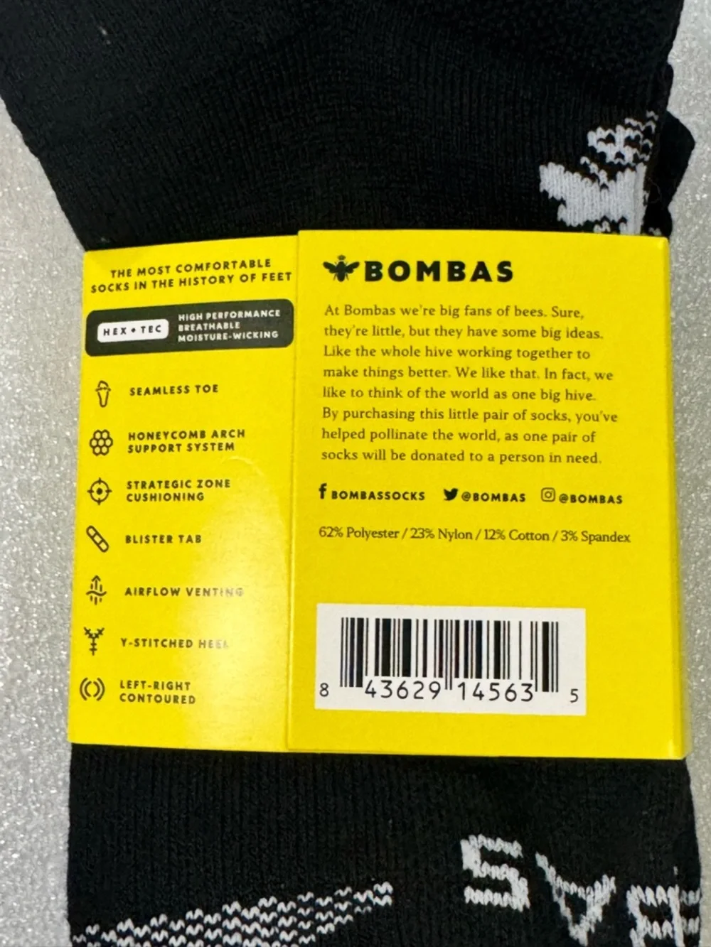 Bombas NWT 3 Pair HEX-TEC Medium 1 EA Blue White Black New With Tags ANKLE